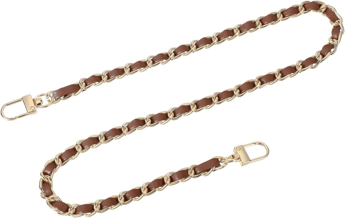 Leren Tassenriem - Schouderband voor tas - Vervangende Draagriem - handtassen dames - Handtaskettingen met gespen voor schoudertassen - 61 cm - donker bruin goud - van Imperatoris