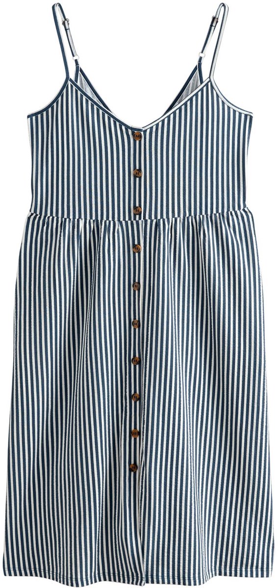 Next - Dames - Halflange jersey jurk met knoopsluiting - Blauw