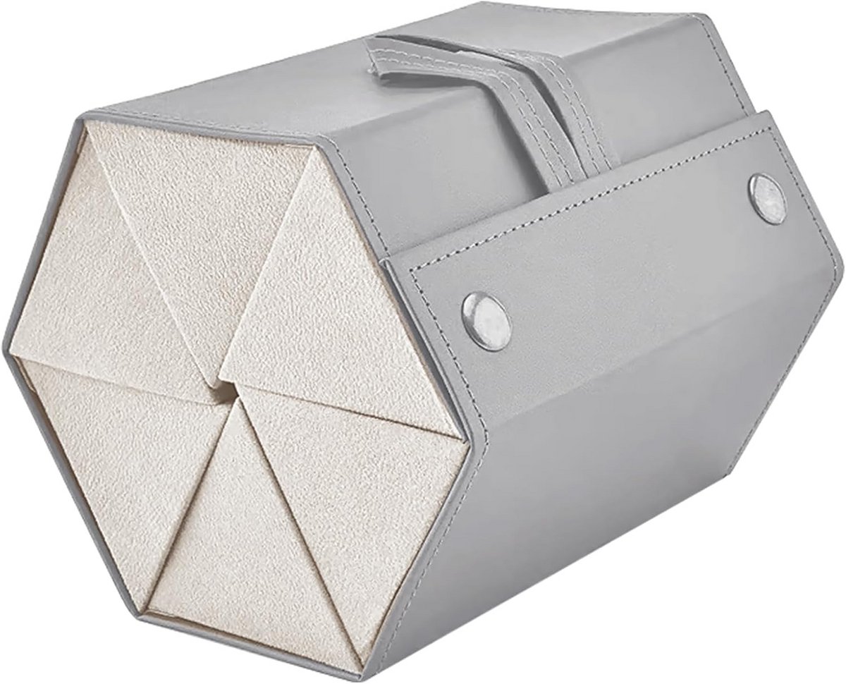 Zonnebril Opbergdoos - 6-Vaks Reiskoffer voor Zonnebrillen - Vouwbare Brillen Organizer met Leren Look - Ideale Opberghouder voor Brillen en Kleine Voorwerpen