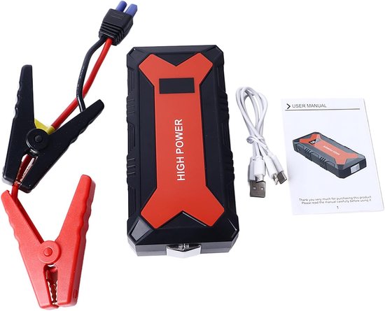 Autostartbooster - Draagbaar - 8000mah - 12V - Vlamvertragende Accustarter - Auto-Accubooster - Autolader - Draagbare Autostroomvoorziening