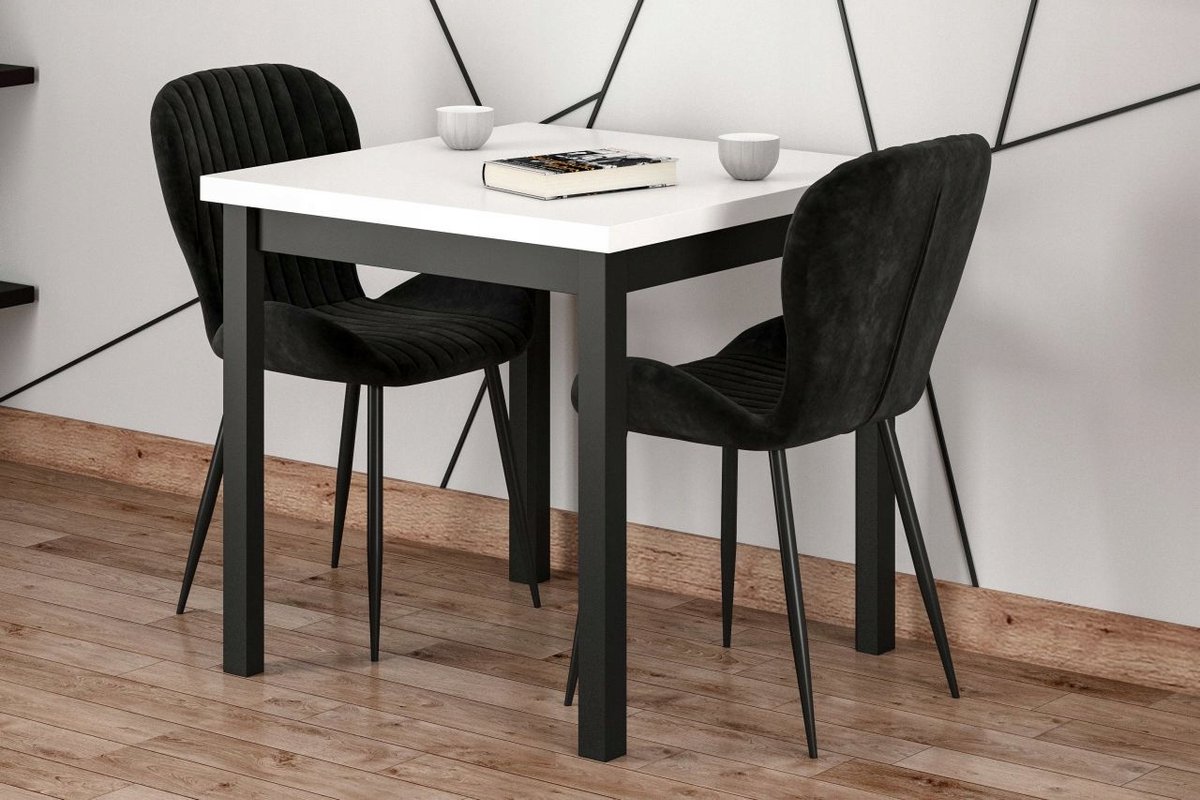 Furnitex K1-FX Riviera 100 - Eetkamerstoel - Zwart fluweel - Metalen poten
