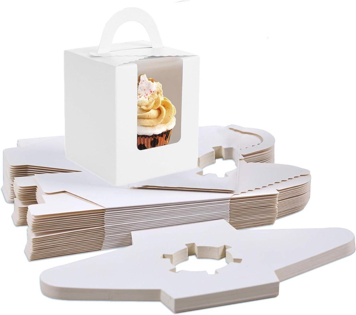10-pack witte cupcake dozen met venster voor bruiloft en verjaardagsfeestjes