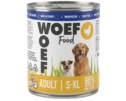 Woef Woef Adult - Natvoer Hond - Hondenvoer - Kip - 12 x 400g - Hypoallergeen - Graanvrij