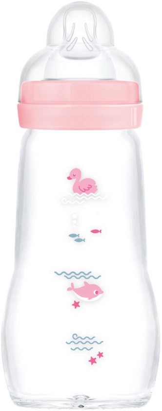 MAM Feel Good Glass Babyfles Roze 0+ mnd - 260 ml