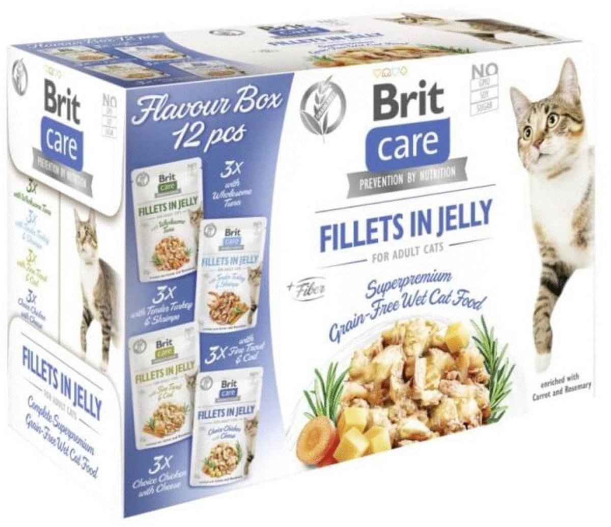 Brit Care Fillets In Jelly Box - Kattenvoer - Vis Gevogelte 12x85 g