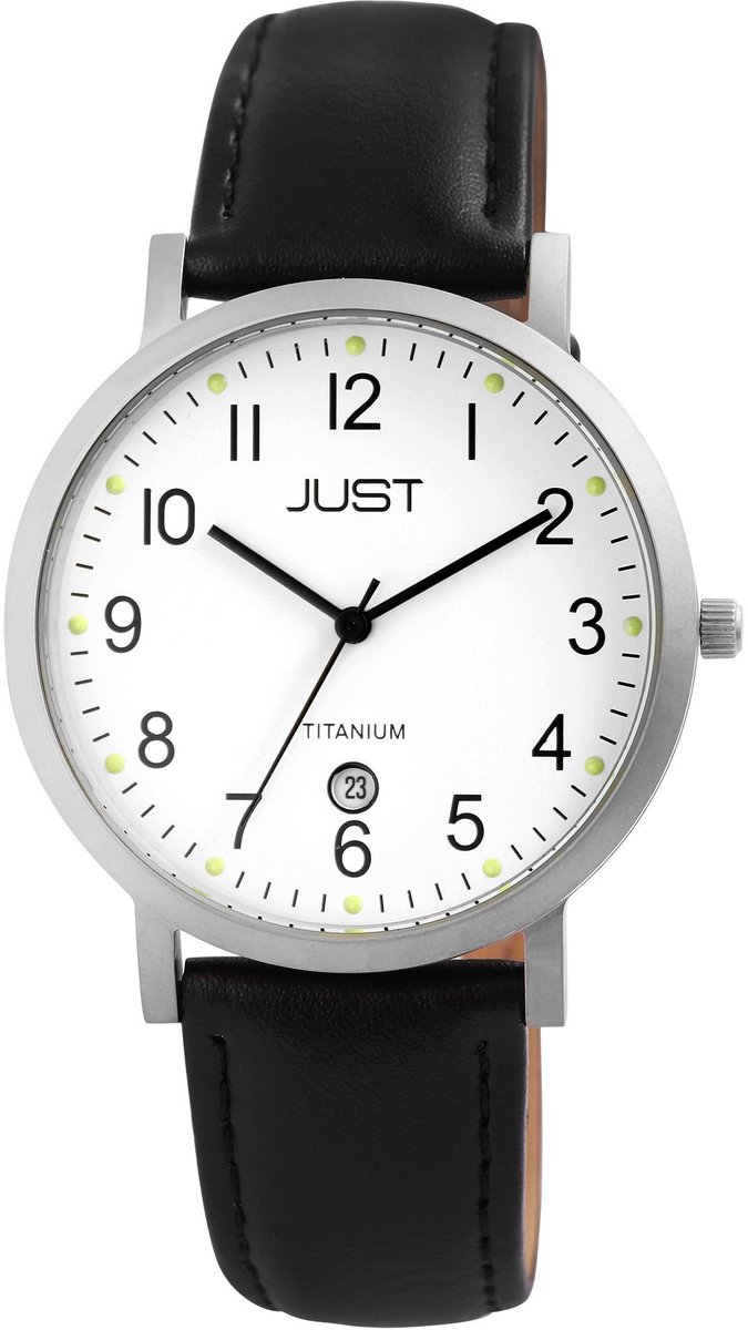 JUST Herenhorloge Echtleder Keenan, datumaanduiding