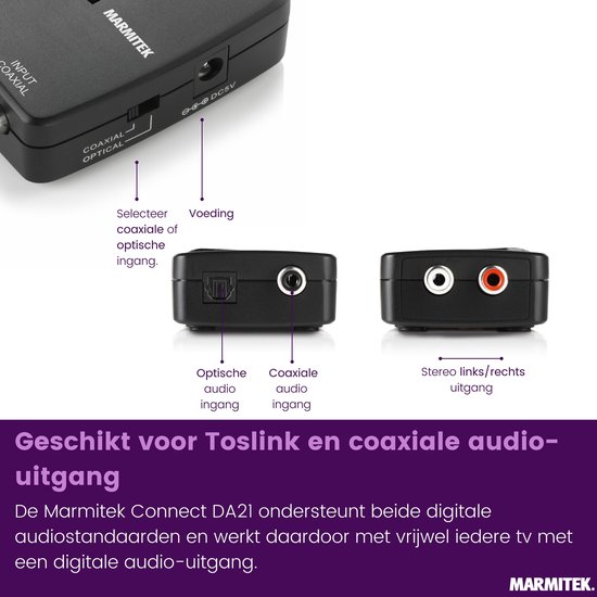 Marmitek Connect DA21 DAC converter - Audio converter - Digitaal naar analoog stereo audio — afbeelding 2