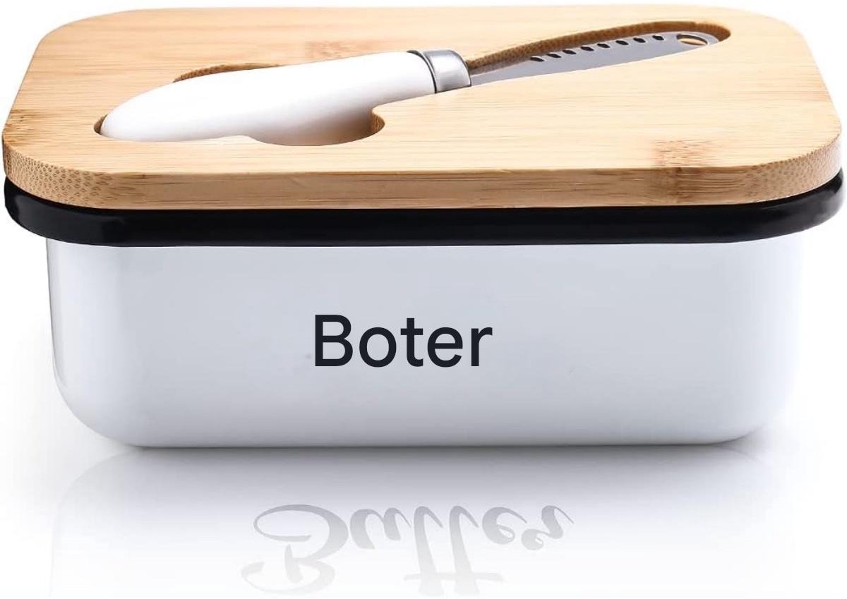 Botervlootje - Roestvrij Staal Boterpot - Dubbele Silicone Afdichting - 450 ml - Wit