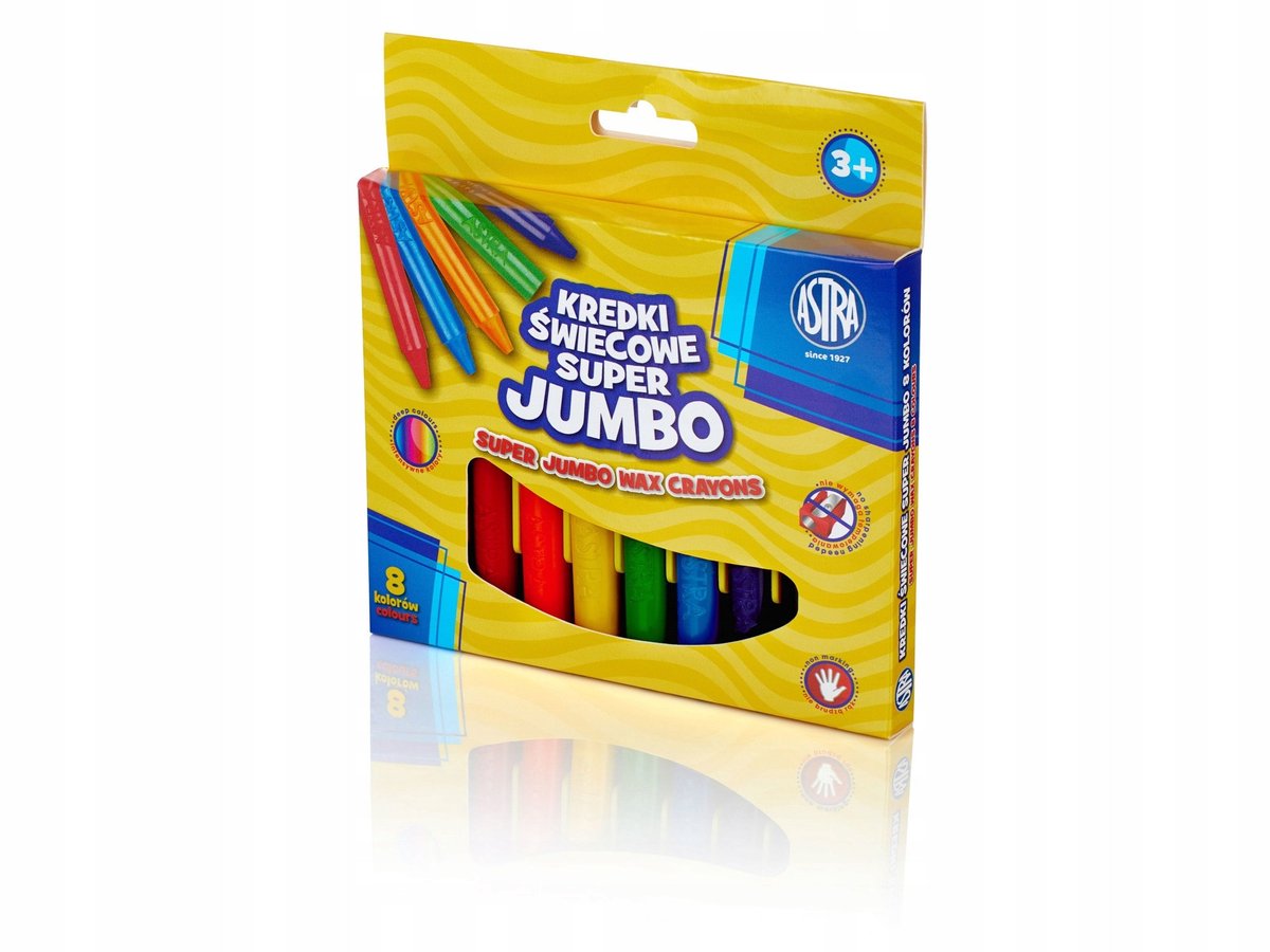 Astra SUPER JUMBO krijtjes, 8 kleuren, 14mm dik