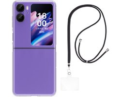 Set met hoesje en nekband voor oppo find n2 flip - Flexibele, transparante TPU-bescherming, verstelbare universele nekband voor mobiele telefoons, zwarte nekband, transparante draagriem van Phonillico®