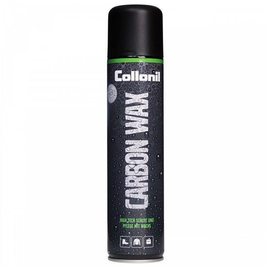 Collonil Carbon Wax spraybus met "HIGH-TECH SCHUTZ UND PFLEGE MIT WACHS" tekst.