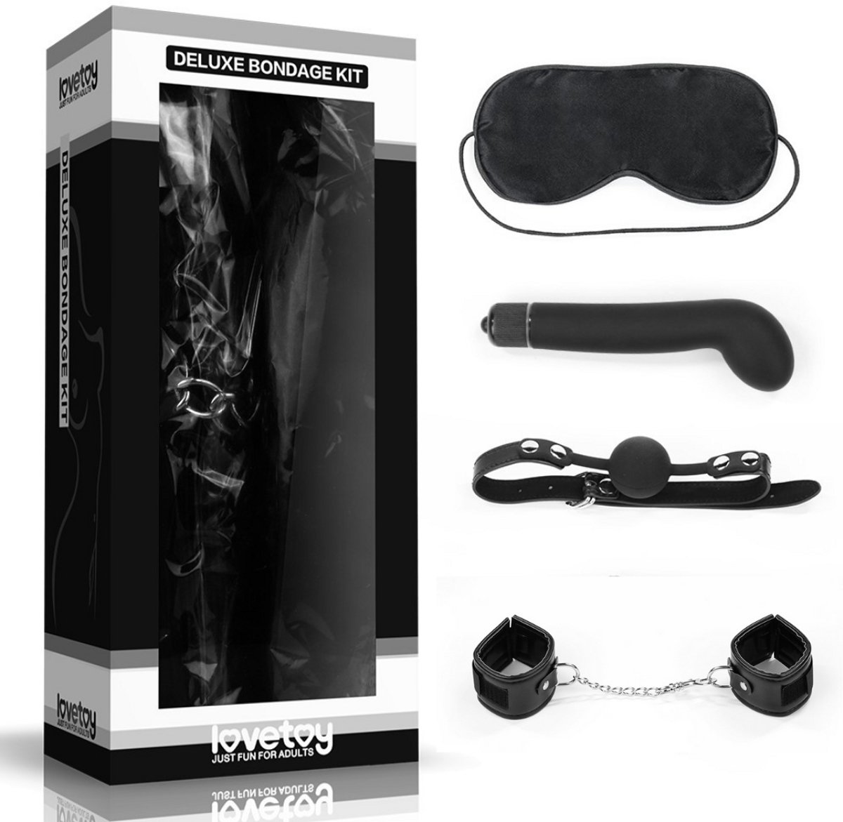 Lovetoy BDSM Deluxe Bondage Kit - Set - Masker - Handboeien - Knevel - Vibrator