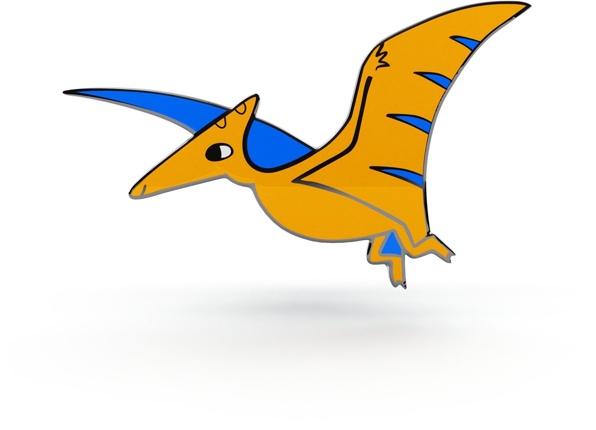 PINETS Pterodactylus Broche - Oranje metaal, hard email