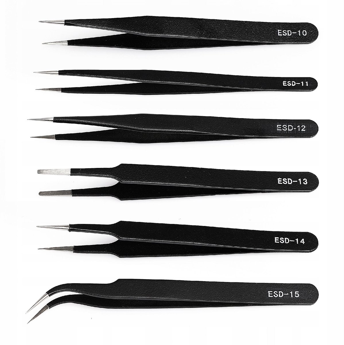 Techrebal - Precisieset Pincet - 6 stuks - Antimagnetisch - Antistatisch - Roestvrij