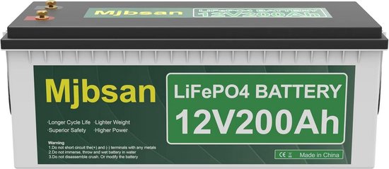 Krachtige 12V 200Ah LiFePO4 Lithium Accu met 200A BMS - Lange Levensduur voor Camper, Zonnepanelen en Boot