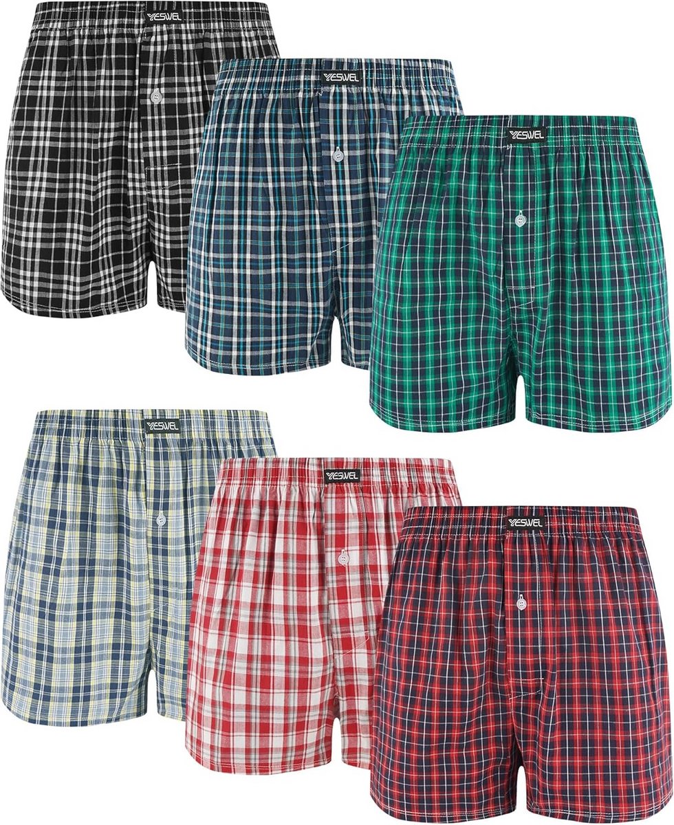 6-Pack Heren Boxershorts 100% Katoen - Ademend en Comfortabel - Ruime Pasvorm - Meerdere Maten (M-XXL)