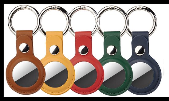 Apple AirTag Kunstleer Hoesje 5-Pack Sleutelhanger Bescherming Waterdicht Krasbestendig Keychain