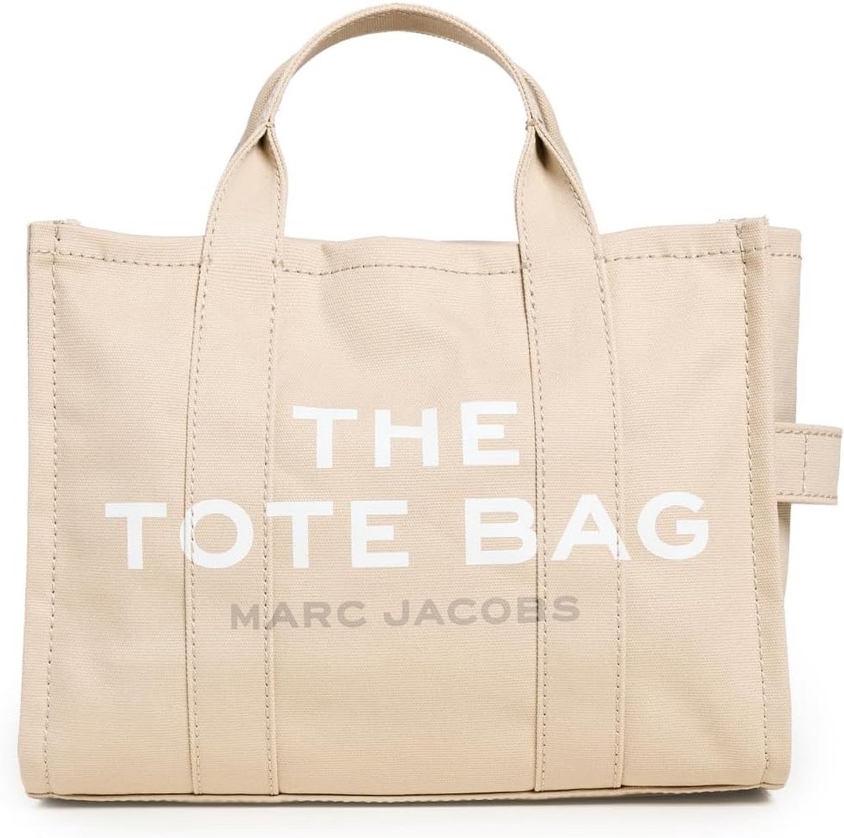 Middelgrote Tote Bag in Beige - Canvas Draagtas met Blokletters