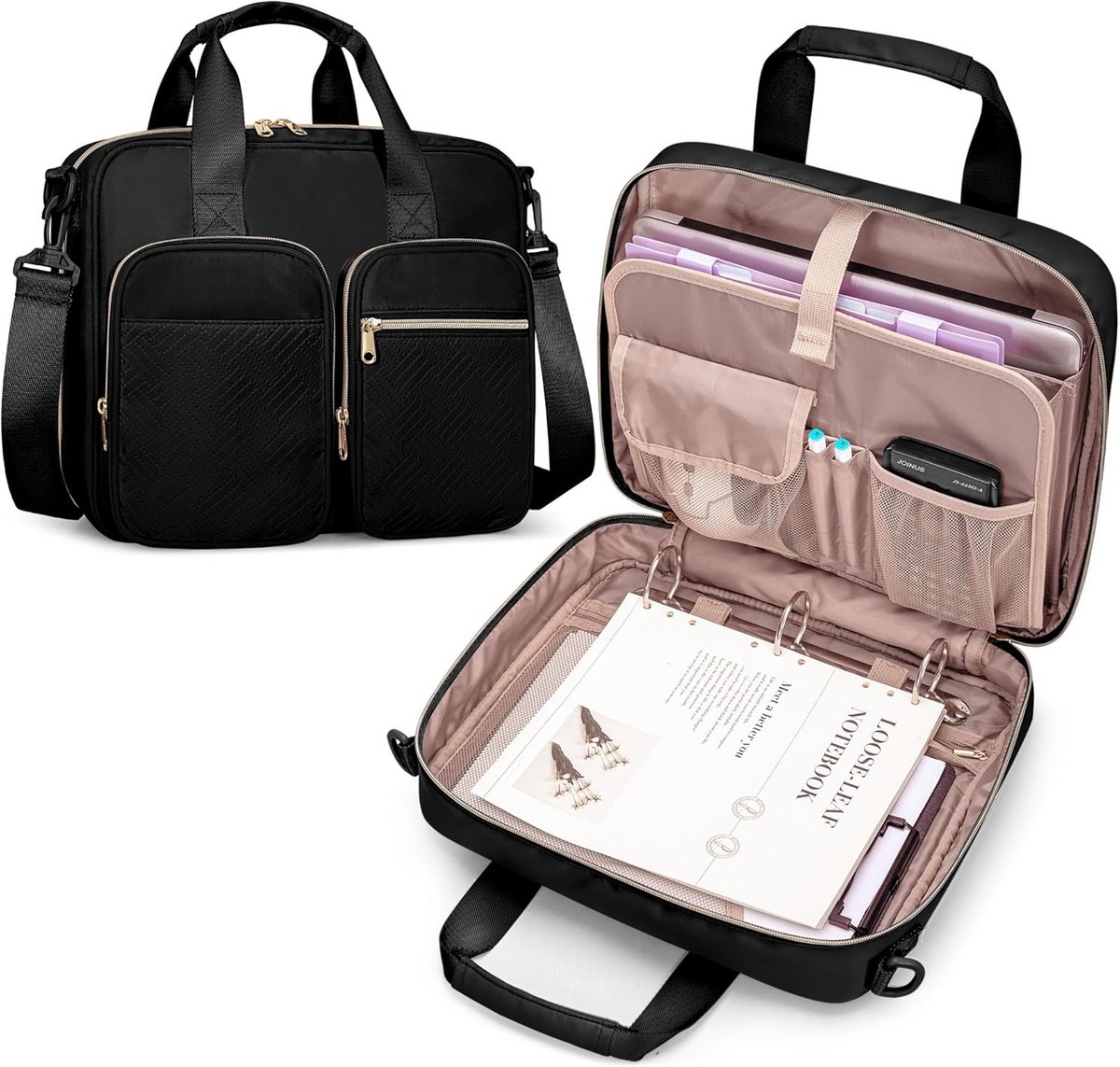 3 ringen ritsmap organizer voor papier en laptops