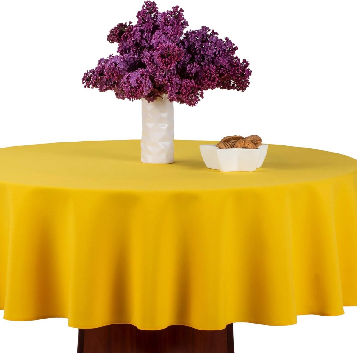 Ronde Tafelkleed Geel Duurzaam en Strijkvrij Diameter 100 cm