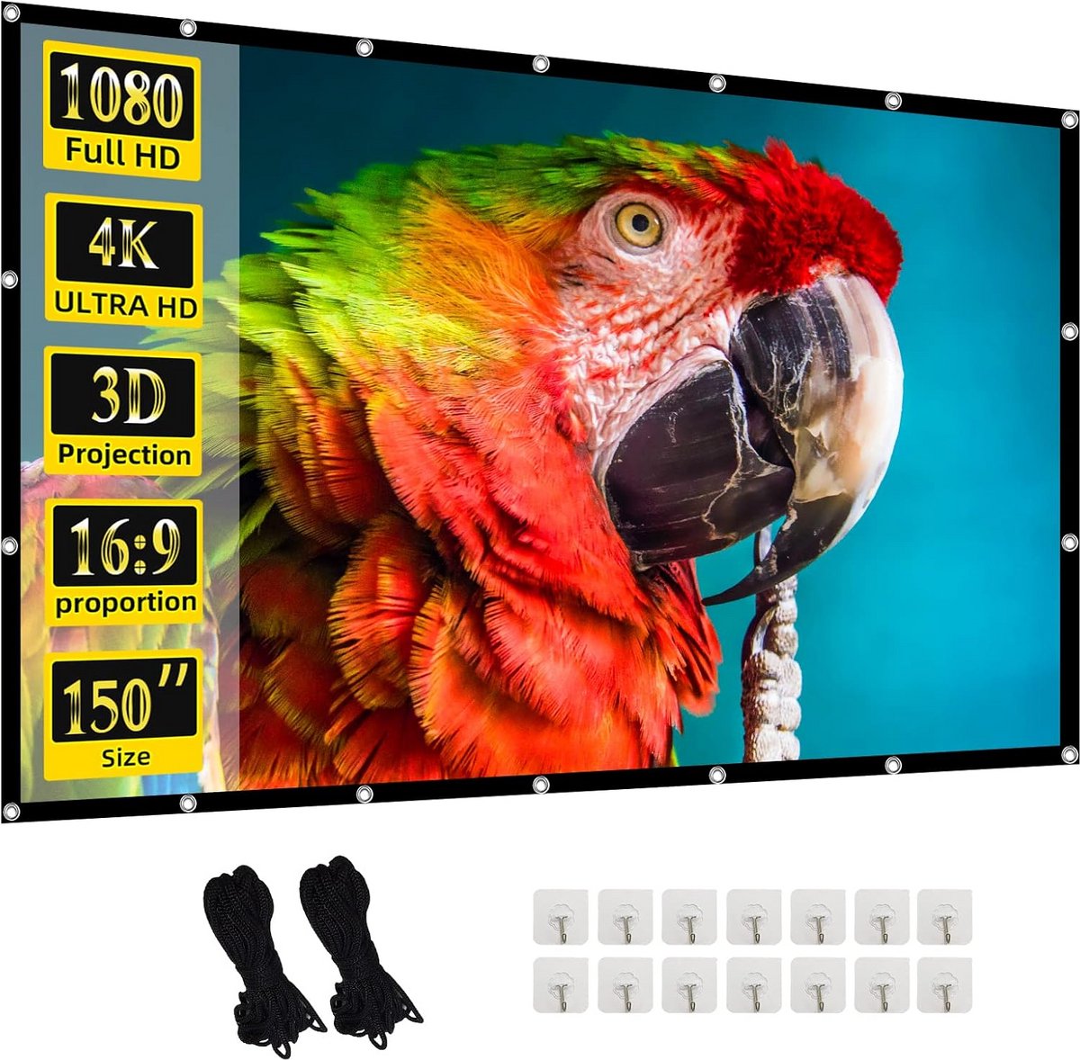 Projectiescherm Buiten en Binnen 4K HD 16:9 Filmscherm Groot Formaat