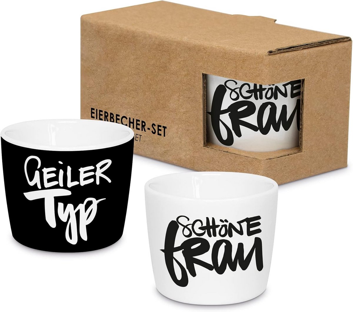 Set van 2 Luxe Eierdopjes in Geschenkverpakking - Grappige Tekst