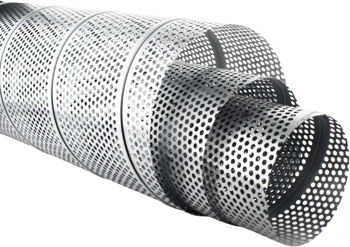 Geperforeerde Ventilatiebuis Omvouwbaar Verzinkt 1 Meter Verschildiameter