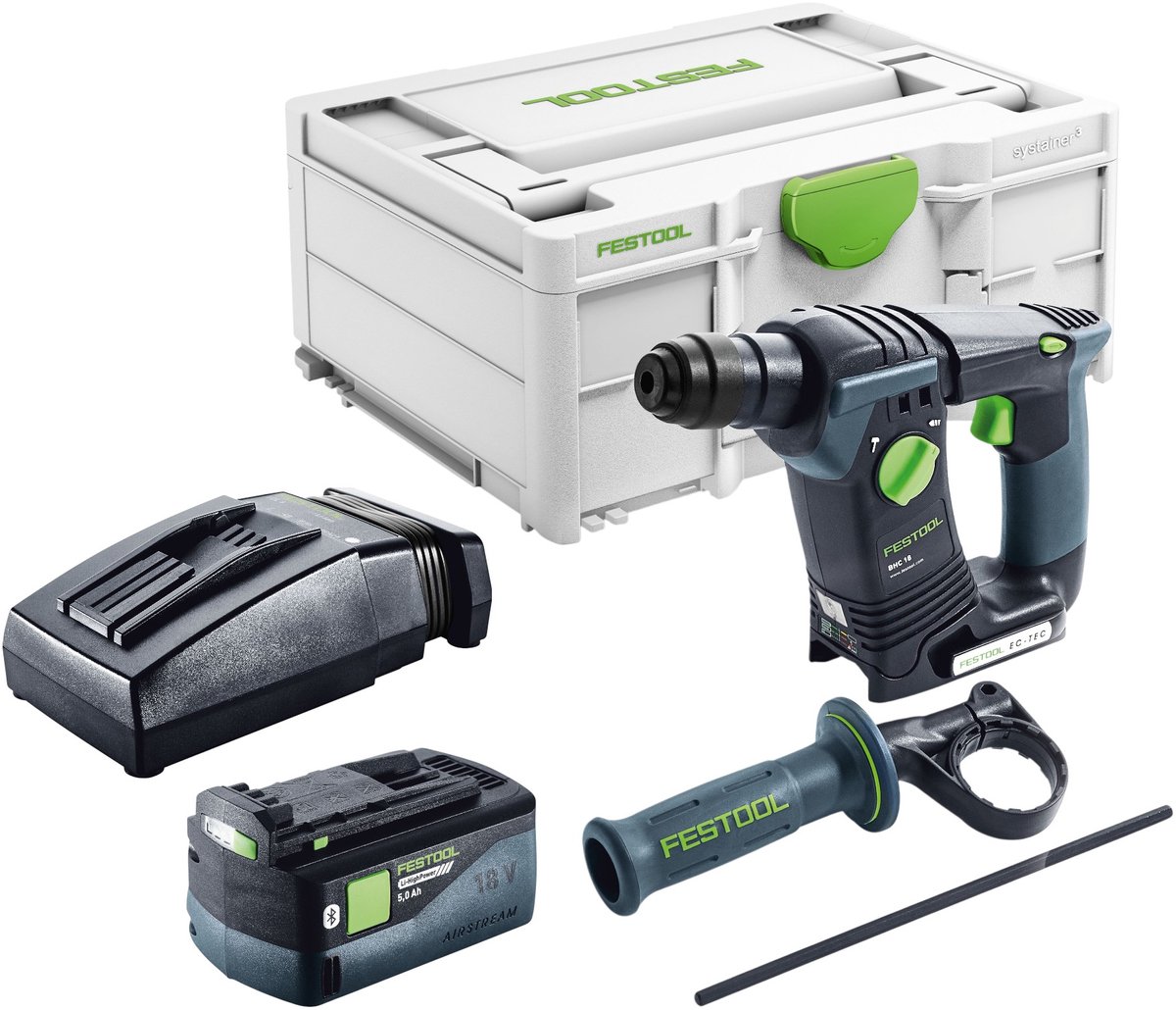 Festool BHC 18-Basic accuboormachine 18 V 1,8 J SDS Plus Brushless + 1x accu 5,0 Ah + oplader + Systainer