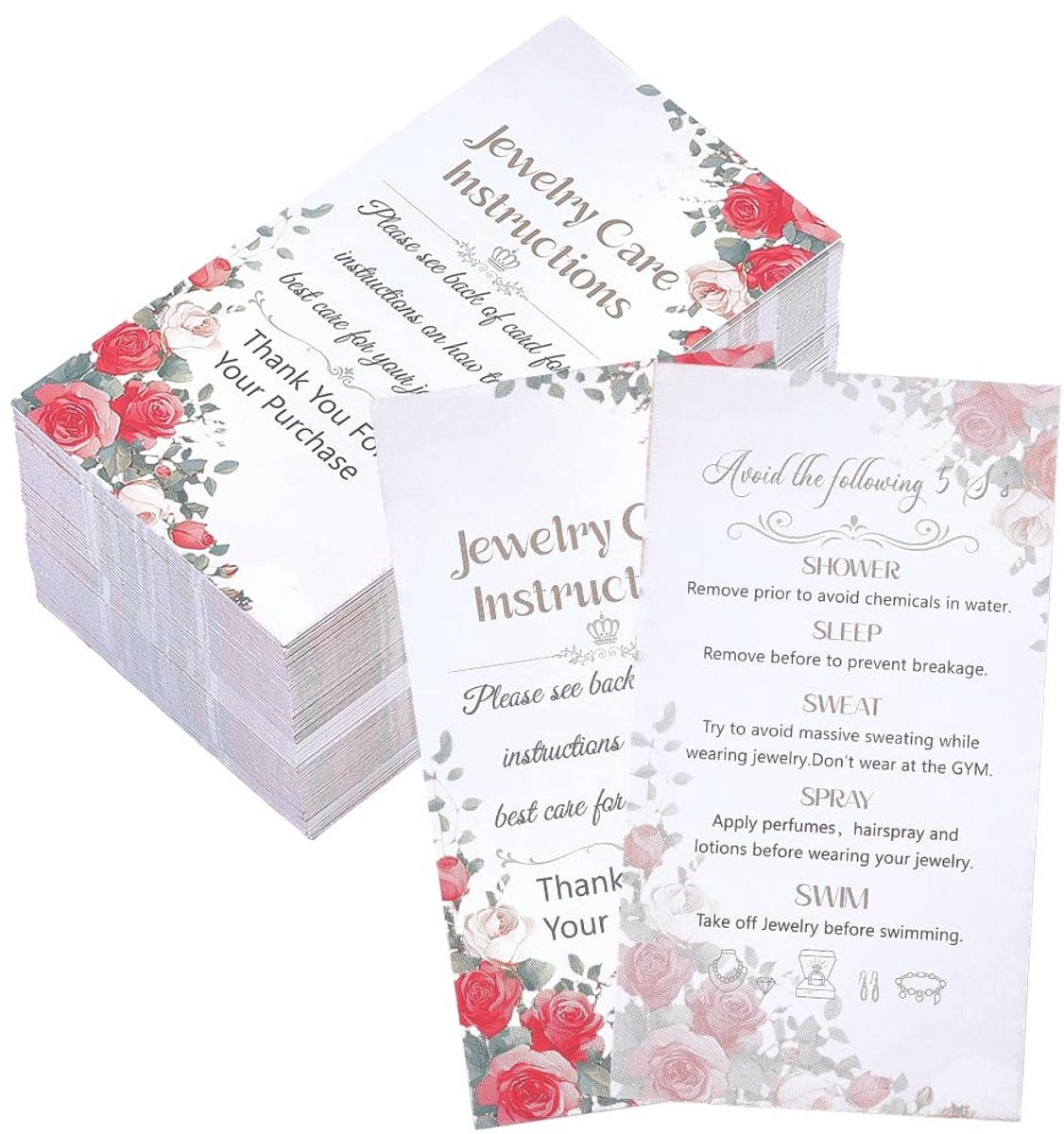 Instructiekaarten voor Sieraden - Duidelijke Onderhoudsinstructies - 240 stuks 5 x 8,8 cm