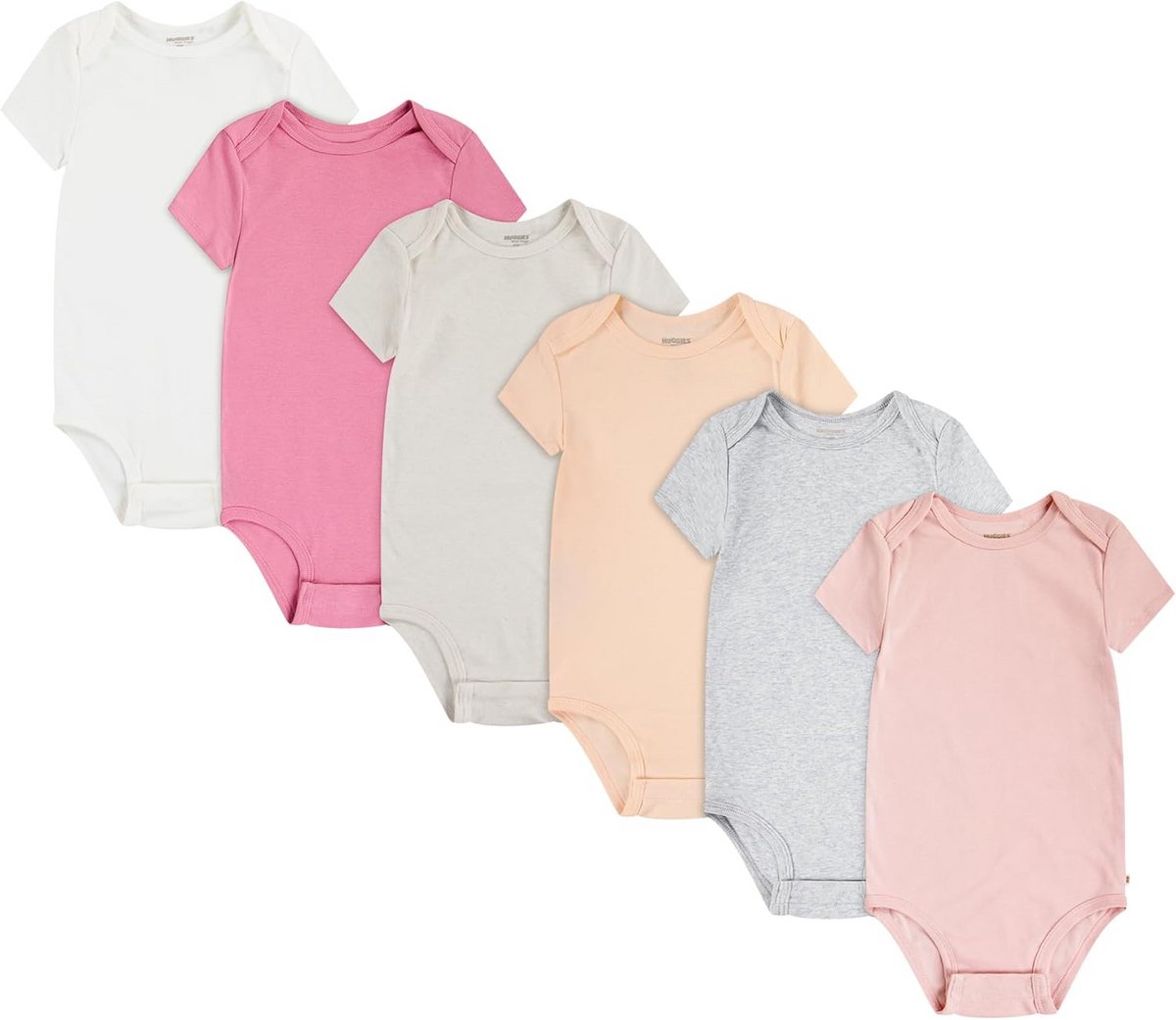 6-Pack Baby T-shirts voor Meisjes - Comfortabele Katoenen Hemdjes in Wit, Roze, Grijs en Perzik