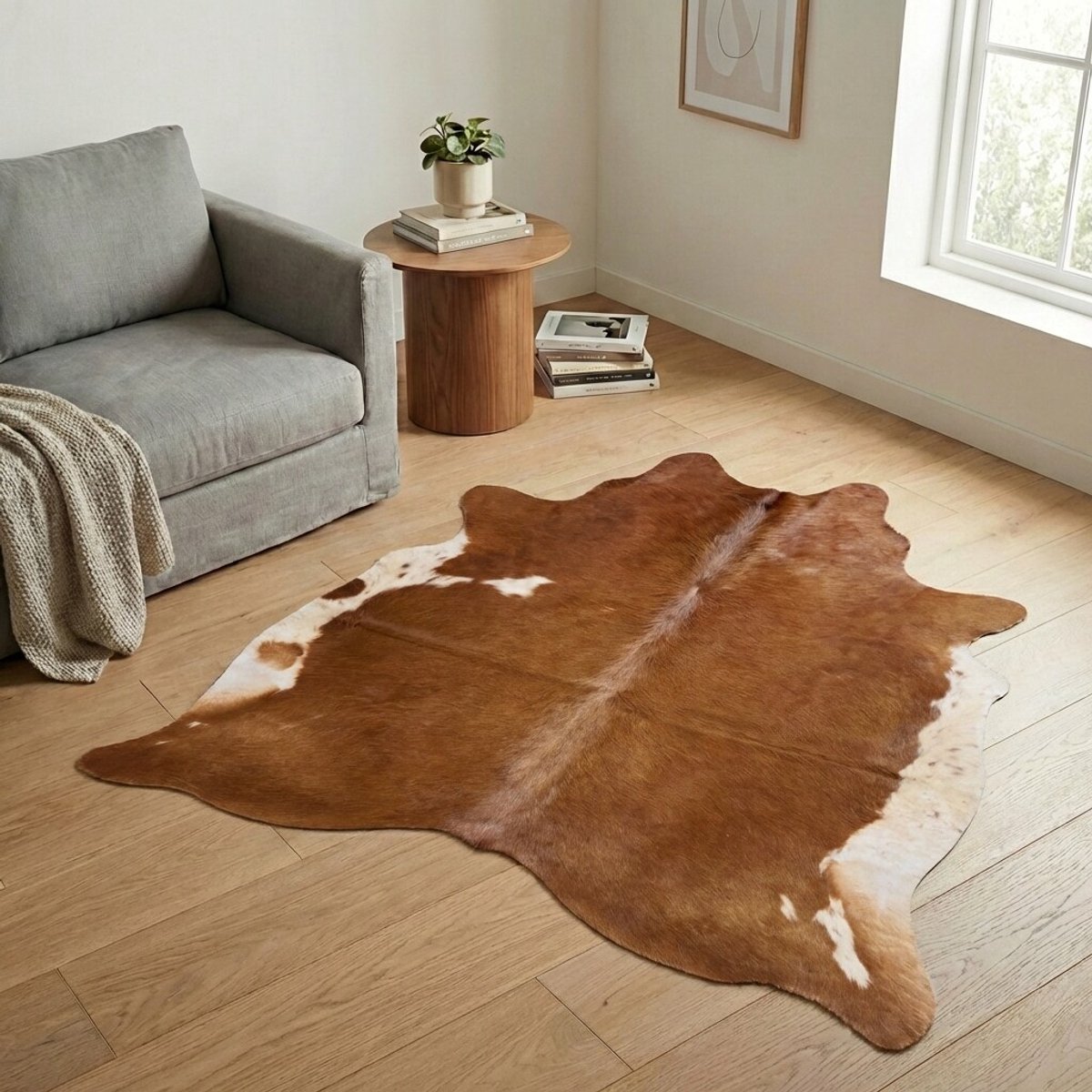Koeienhuid Vloerkleed - Effen-solid - 193 x 189 cm - Koeienkleed / Koeienvel / Dierenvel / Dierenhuid / Koehuid Tapijt