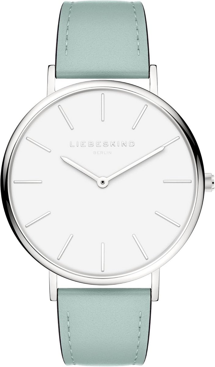 Dames Analoog Horloge met Leren Band en Zilverkleurige Kast