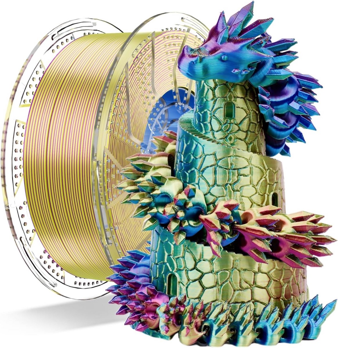 3D Printer Filament 1.75mm Zijde PLA, Meerkleurig 3D Printmateriaal 1KG Bundel
