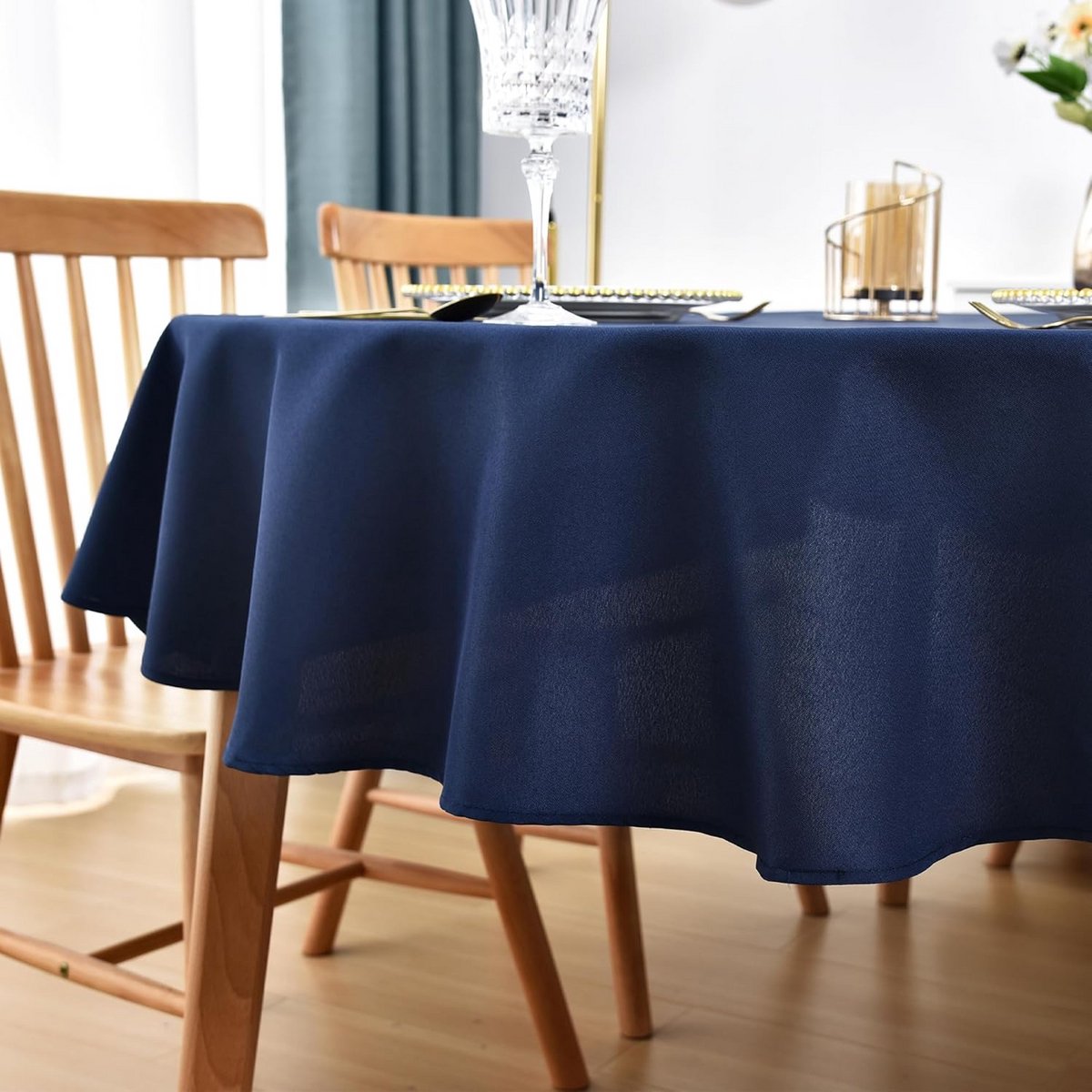 Ovaal tafelkleed 152 x 203 cm - polyester - marineblauw