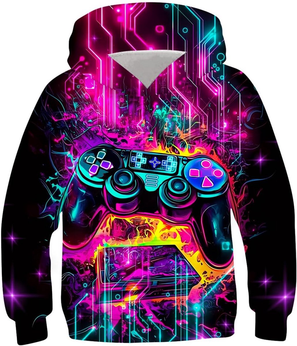 3D geprinte hoodie jongens 100% katoen met capuchon en kangeroezak 6-16 jaar