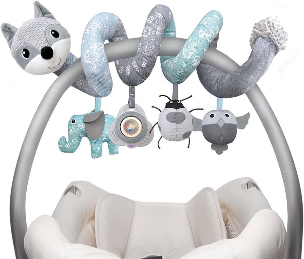 Kinderwagenspeelgoed 0-6 maanden - Activiteitspiraal en -ketting met muziek voor kinderwagen, box, babyzitje en autostoel