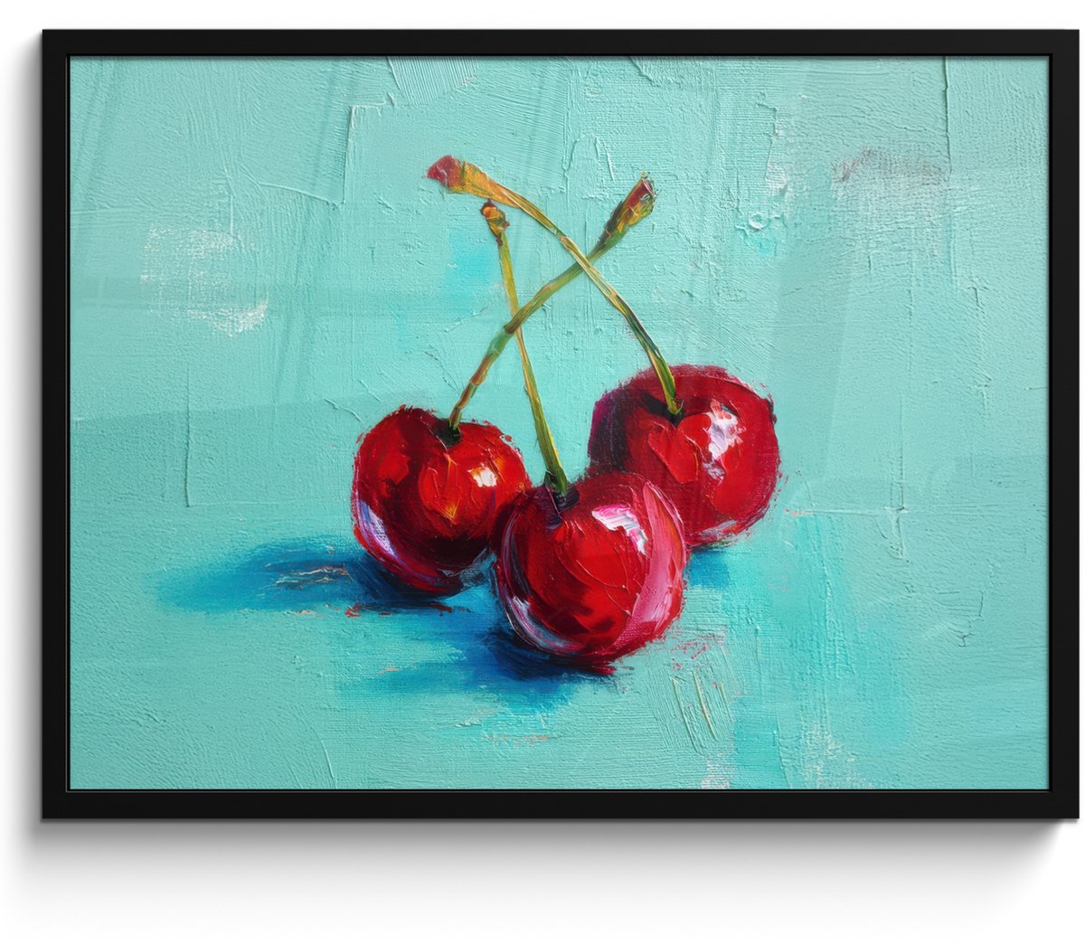 FrameYourWall Poster in lijst - Fotolijst 70x50 cm - Posters - Kersen - Rood - Drie - Geverfd - Posterlijst zwart - Decoratie - Wanddecoratie woonkamer - Muurdecoratie slaapkamer