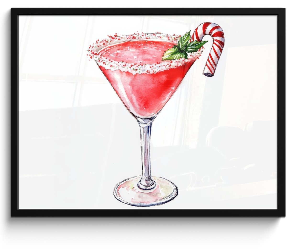 FrameYourWall Poster in lijst - Fotolijst 70x50 cm - Posters - Cocktail - Drank - Winter - Kunst - Posterlijst zwart - Decoratie - Wanddecoratie woonkamer - Muurdecoratie slaapkamer Kerst - Cocktail