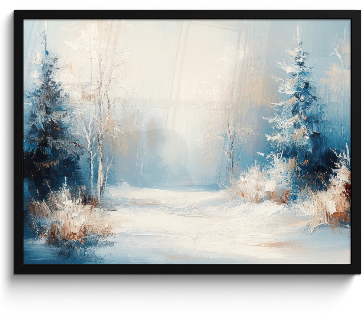 FrameYourWall Poster in lijst - Fotolijst 70x50 cm - Posters - Bos - Winter - Natuur - Abstract - Sneeuw - Posterlijst zwart - Decoratie - Wanddecoratie woonkamer - Muurdecoratie slaapkamer Winter - Landschap