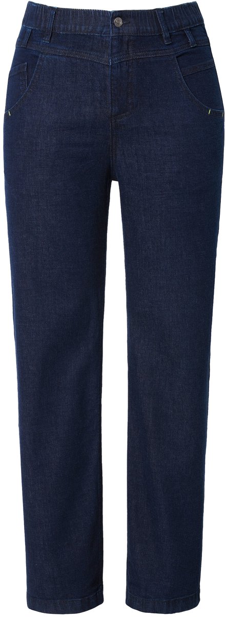 Laurasøn - Dames - Jeans hoge taille wijde pijp - Donkerblauw denim - Maat 54