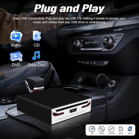Externe USB CD/DVD-speler voor Laptop, Smart TV en Auto - Plug & Play — afbeelding 5
