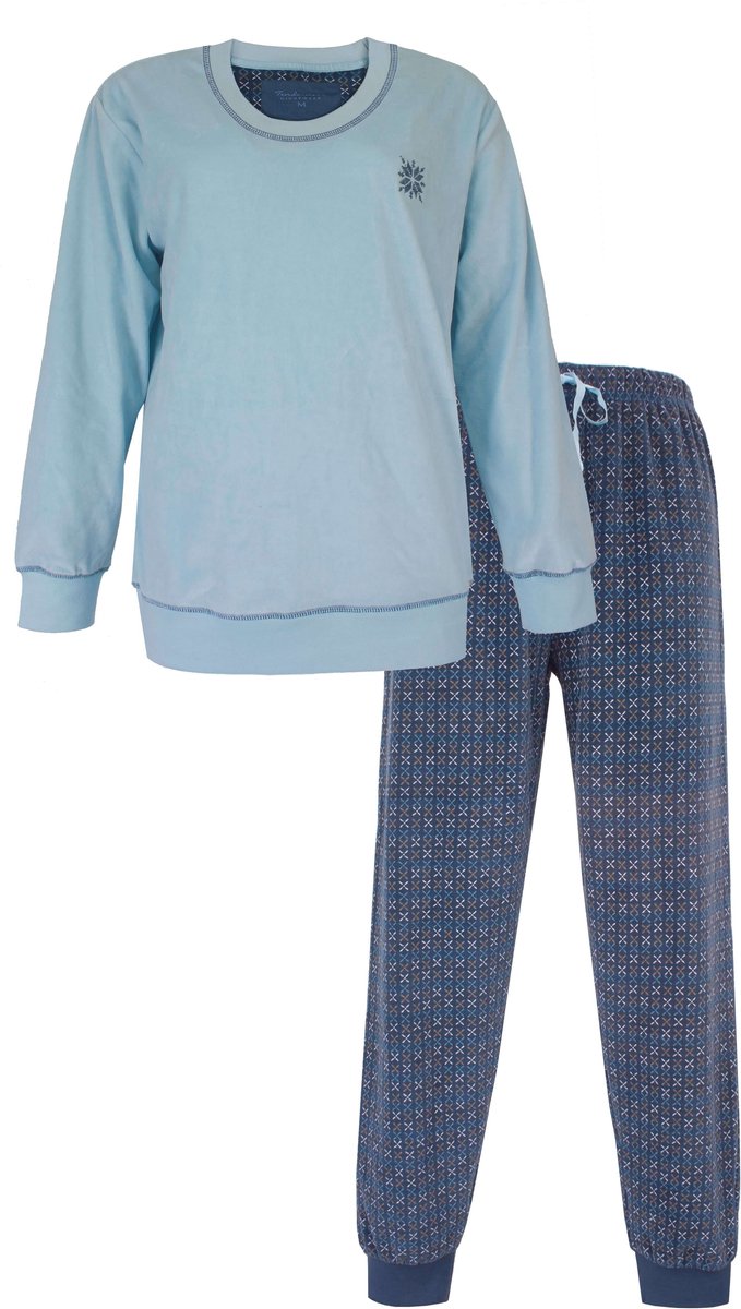 Tenderness Dames Pyjama - Velours - Lange Mouwen - Licht Blauw