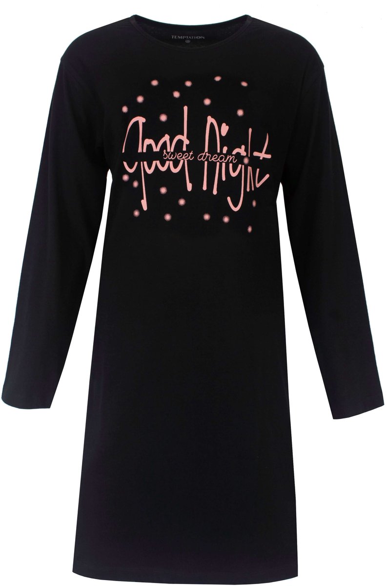 Temptation Dames Big Shirt - Lange Mouwen - Zwart