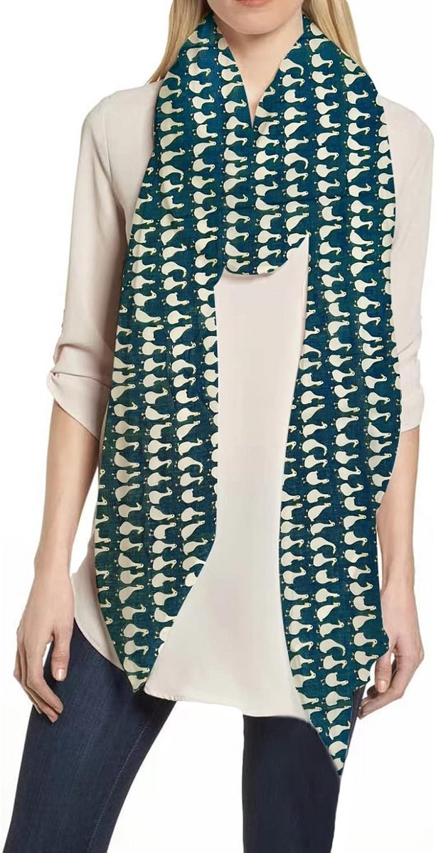 Dames Sjaal met Vrolijke Eendenprint - Lichtgewicht Accessoire
