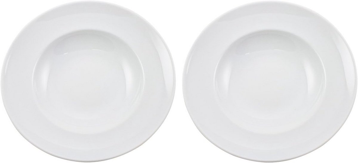Set van 2 Elegante Porseleinen Pastaborden met Brede Rand