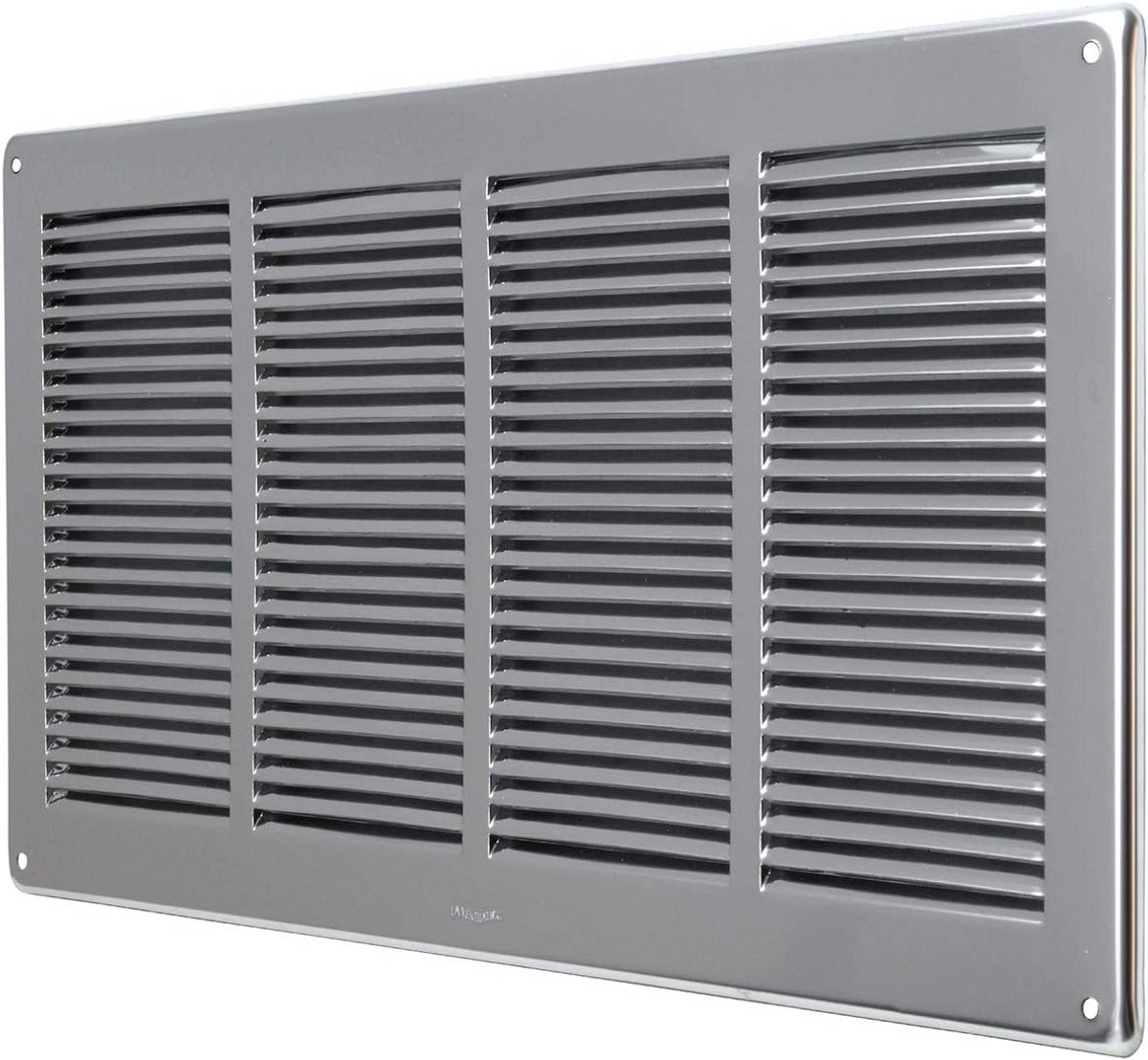 Rechthoekig Ventilatie Rooster RVS 44x24 cm voor Overlap - Hoogwaardige Luchtcirculatie