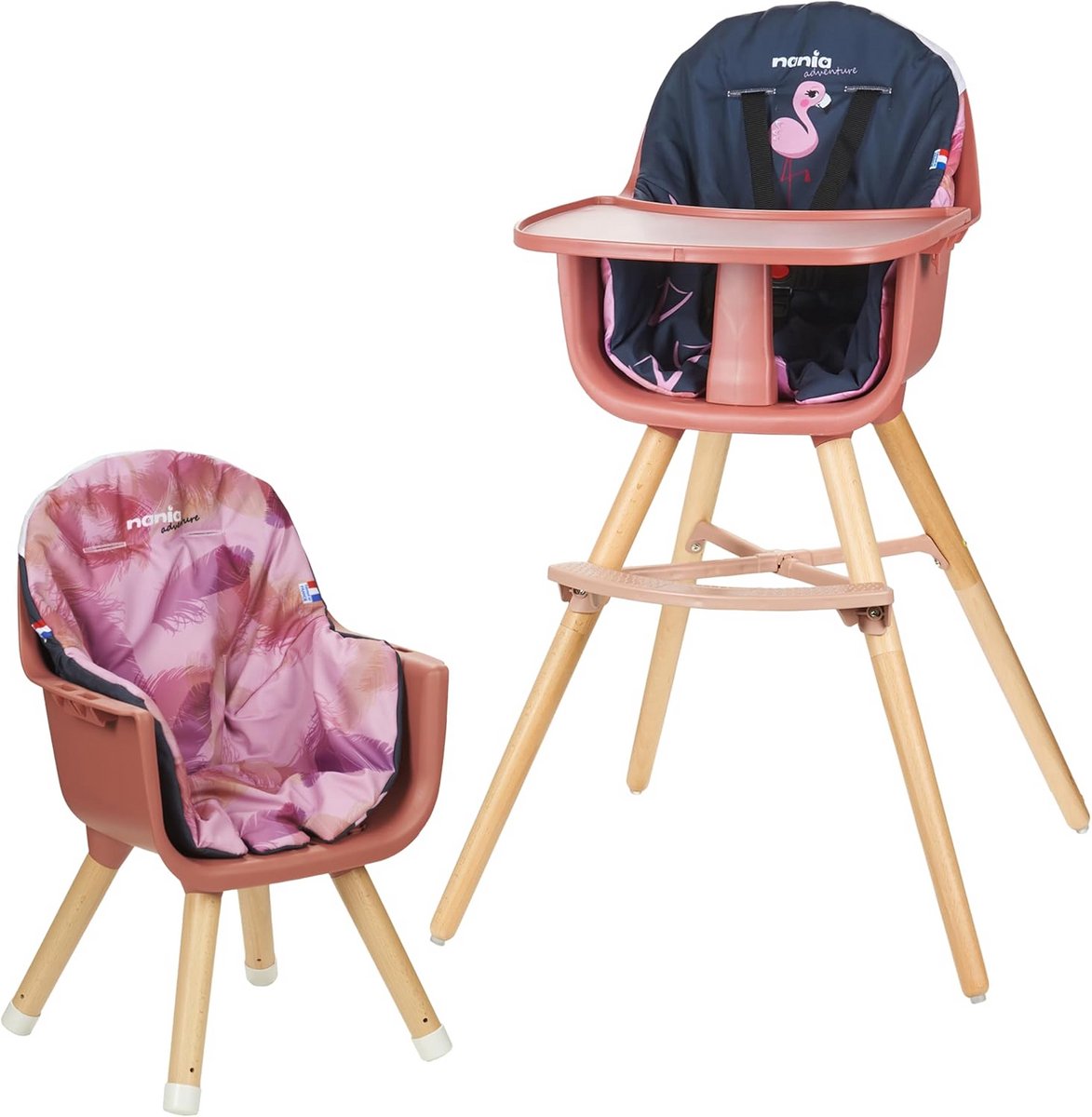 Houten Kinderstoel 2-in-1 Verstelbaar voor Baby en Peuter