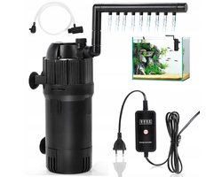 Aquarium Filter - Inbouw Aquarium Filter 400L/u - Zwart - 5-in-1 Filter & UV-sterilisator - Met 4W UV & 24u Timer
