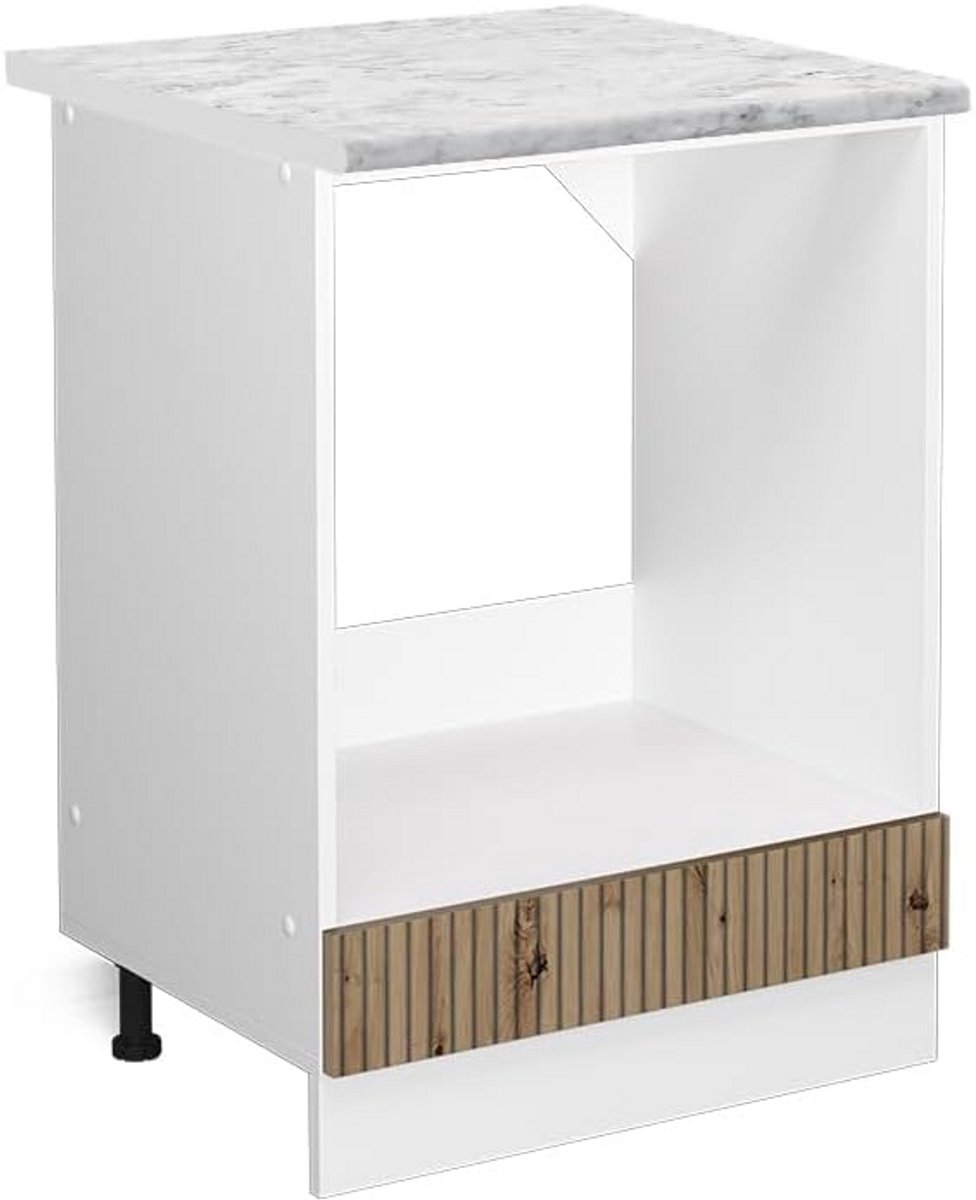 Ovenombouwkast 60 cm met Werkblad - Artisanaal Eiken/Wit - Stijlvol en Flexibel Keukenmeubel