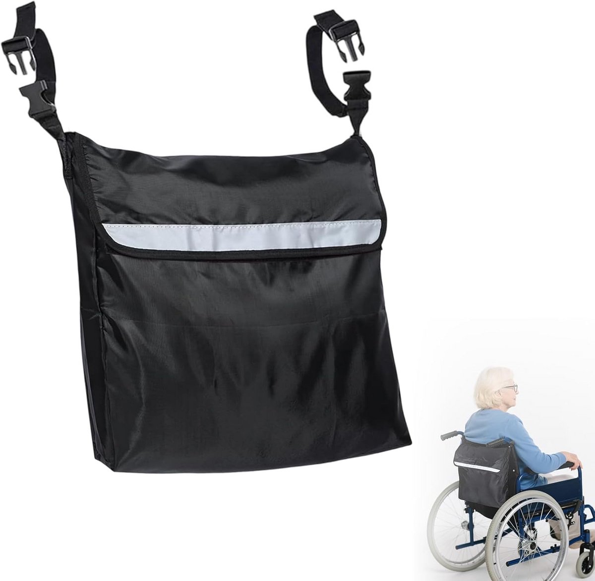 Universele Hangende Opbergtas voor Rolstoel en Mobiliteitshulpmiddelen met Reflectie